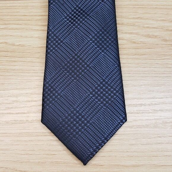 ALFANI Mens Neck Tie Black Gray Glen Plaid Houndstooth Check Plaid Modern - Picture 1 of 6